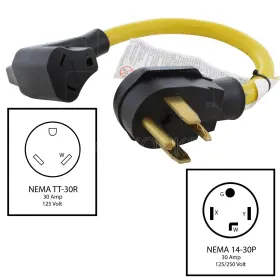 Acrv1430tt-018 Ac Works 30a Nema 14-30p To Tt-30r Flexible Rv Plug Adapter #2 Acrv1430tt-018 Ac Works 30a Nema 14-30p To Tt-30r Flexible Rv Plug Adapter #2