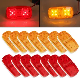 Ta0030 Aftermarket 14x Trailer Marker Light 4x2 Rectangle Led Lights 10 Diodes Double Bullseye