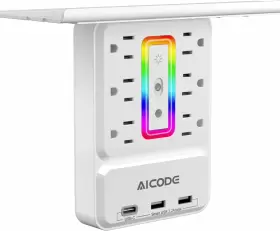 Zn-l8-c Aicode Socket Outlet Shelf Surge Protector With 6 Nightlight Wall White Zn-l8-c Aicode Socket Outlet Shelf Surge Protector With 6 Nightlight Wall White
