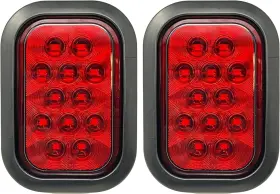 Astp7412r All Star Truck Parts 5x3 Red Rectangle 12 Led Stop Turn Tail Light Kit For Tow Trucks Rvs 12v Ip67