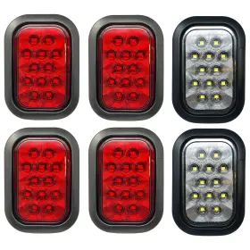 Astp7412r4c2 All Star Truck Parts 5x3 4x Red 2x White Rectangle Light 12 Led Stop/turn/tai Astp7412r4c2 All Star Truck Parts 5x3 4x Red 2x White Rectangle Light 12 Led Stop/turn/tai