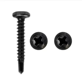Rv-sc-100 Allotemlass #8x1 Black Selftapping Screws 100pack Quad Drive Pan Head Rustresist Rv