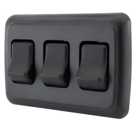 American Technology Components 630991280176 Triple Spst Onoff Switch With Bezel 12volt For Rv Trailer Camper Black