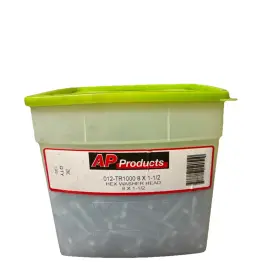 012-tr1000 Ap Products 1-1/2 W 8 X White Hex Washer Head Screw - Pack 1000
