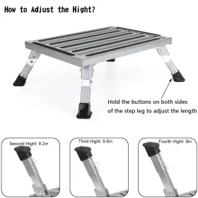 N002-a015 Artudatech Folding Aluminum Platform Rv Step Stool Trailer Camper Working Ladder Portable #2