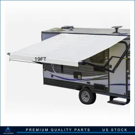Aup1185214517834201g Asucarparts Rv Awning Fabric Replacement Heavy Duty Weatherproof Vinyl 18.1ft8ft White