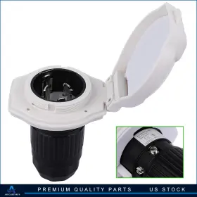 Aup16076001cp Asucarparts 50 Amp 125v/250 Power Cord Twist Electrical Lock In White Boat Rv Marine Inlet