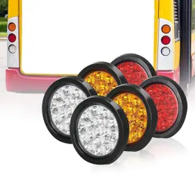 Lt-tp-0111 Auovo 4 Inch Round Led Tail Lights With Rubber Grommet 2amber 2red 2white 12/24v 16led Wat Lt-tp-0111 Auovo 4 Inch Round Led Tail Lights With Rubber Grommet 2amber 2red 2white 12/24v 16led Wat