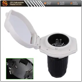 Aut1607600us Aut 125v/250 50 Amp Power Cord Twist Electrical Lock In White Boat Rv Marine Inlet