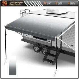 Aut1782840us Aut Weatherproof Vinyl Rv Awning Fabric Replacement 16ft 8ft Grey Outdoor Canopy
