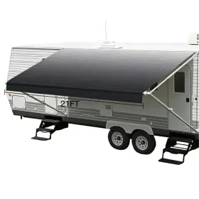 Aut1783000us Aut Weatherproof Vinyl Rv Awning Fabric Replacement 21ft 8ft Black Outdoor Canopy #3
