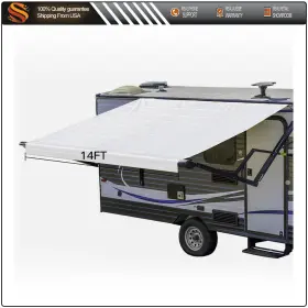 Aut1783370us Aut Weatherproof Vinyl Rv Awning Fabric Replacement 14ft 8ft White Outdoor Canopy