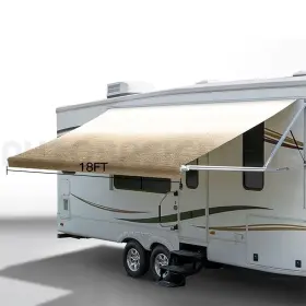 12507272 Autobasicparts Yellow 8 Inch Rv Awning Fabric 18 Feet Length Camper Replacement Shade