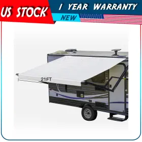 Adp1185214717834401g Autodayplu Rv Awning Fabric 20.1 Feet Length Camper Replacement Shade 8ft White
