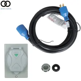 Apo220744 Autoooparts Rv Power 4-prong 15ft 30amp Extension Generator Cord With Inlet Box L14-30 7500w