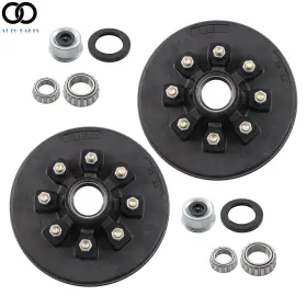 Apo448160 Autoooparts For 7000lbs Trailer Axle Pair Of Brake Hub Drum Kit 8 On 6.5 Inch Bc 12 X2