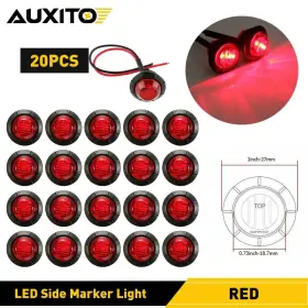 Cbd-red-20pcs-ear-2 Auxito Red Light 3/4 Inch Led Marker Round Truck Trailer Side Bullet Pickup 20x