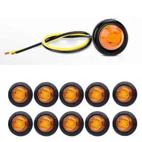 Cbd-yam-10 Auxito 10x 3/4 Inch Round Amber Clearance Led Bullet Side Truck Marker Fit Trailer Lights Rv