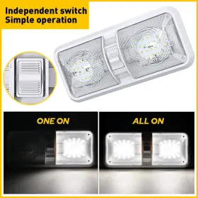 Xdd-06-tm1 Auxito Rv Led 12v Ceiling Fixture Double Dome Light For Camper Trailer Marine Frost #3