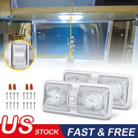Xdd-06-tm2 Auxito 2x New Rv Led 12v Ceiling Fixture Double Light Dome For Camper Trailer Marine