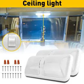 Ito-xdd-16542 Auxitoed Pair Rv Led 12v Ceiling Fixture Double Dome Lights Fits Camper Trailer Marine