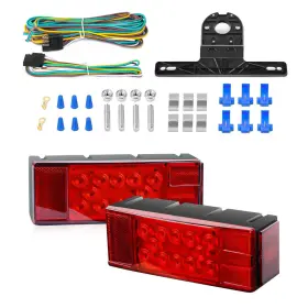 Am-2pcs-12v-stbl Avenemark 2pcs Led Trailer Lights Kitlow Profile Rectangular 12v St
