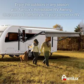 5700b-12 Awnlux 12ft Rv Camper Trailer Awning-assemblies Electric System Black Frame