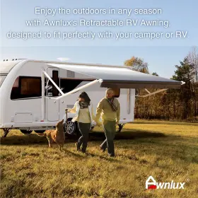 5700w-11 Awnlux 11 Ft Rv Camper Trailer Awning-assemblies Electric System White Frame