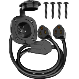 Bb2014 Bebobly 15a 125v Nema 515 Generator Inlet With Waterproof Cover And Dual 18in Cord Rv/boat