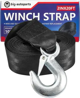 Ba-10911008 Big-autoparts 2 Inch By 20 Feet Trailer Winch Strap With Hook Heavy Duty 2ft Black Ba-10911008 Big-autoparts 2 Inch By 20 Feet Trailer Winch Strap With Hook Heavy Duty 2ft Black