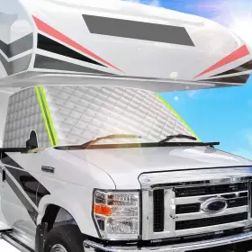 Big Hippo 696629778453 Windshield Cover Rv Window Sunshade For Class C Ford E450 1997-2024 Mot