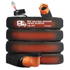 Heated-1 Bipeoo 15ft Heated Rv Sewer Hose With Sleeve Freeze Protection To 20 F