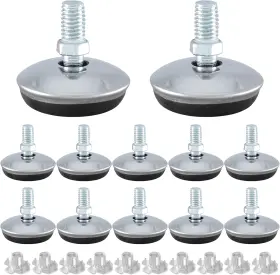 Ty220510-502 Bivethoi 12 Pack M8 Swivel Furniture Leveling Feet 1-9/16 Inch Silver