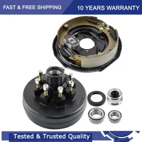 14125a Blackhary7 25580 8 On 6.5 Inch Trailer Hub Drum Kits With 12 X2 Electric Left Brakes For 7000 Lbs