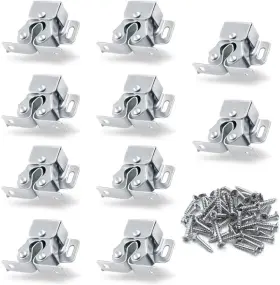43398-11004 Brand Luomorgo 10 Pack Double Roller Catch Cabinet Latches With Pieces Silver