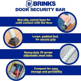675-83201 Brinks Brinks- Portable Door Security Bar Silver 2 Pack- Adjustable Pack #2