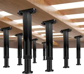 Bj113 Briskjoy 8 Pcs Adjustable Height Bed Frame Support Legs - 7.8-14.6inch Black