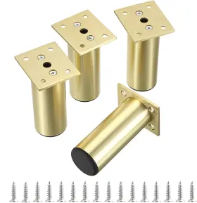 Gylus543187-38 Bstkey 4pcs 4 Inch Aluminum Alloy Furniture Cabinet Legs - Gold