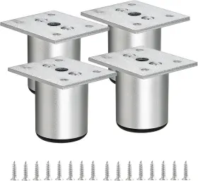 Gylus858061-49 Bstkey 4pcs 2 Inch Aluminum Alloy Furniture Cabinet Legs - Adjustable Silver
