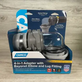 Camco 014717392143 Rhino Flex 4 In 1 Adapter With Bayonet Elbow And Lug Fitting Swivel 360