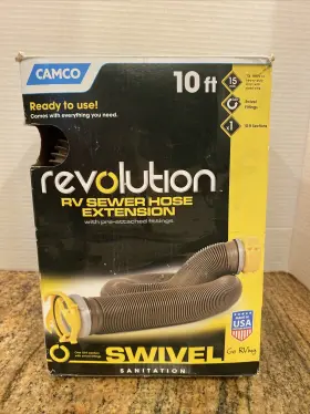 Camco 014717396271 Revolution Rv Sewer Hose Extention 10ft Swivel Sanitation Nib