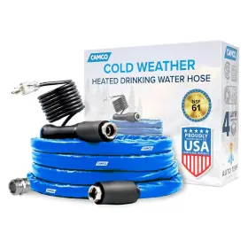 22910-a Camco 12 Ft Heated Water Hose For Rv With Freeze Protection And Adapter Blue