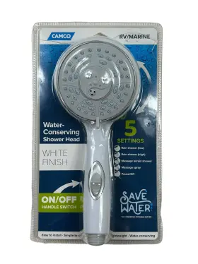 43711 Camco Rv/marine Water-conserving Shower Head White Finish 43711 Camco Rv/marine Water-conserving Shower Head White Finish