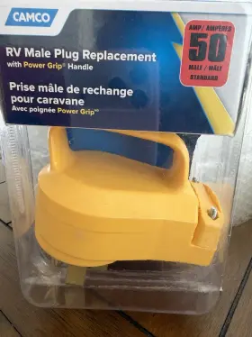 50-rp Camco Rv Male Replacement Plug With Power Grip Handle 50 Amp
