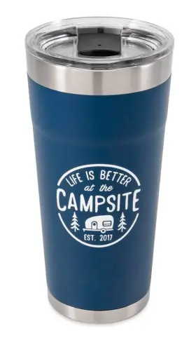 53323 Camco Life Is Better At The Campsite Tumbler Painted Navy 20oz