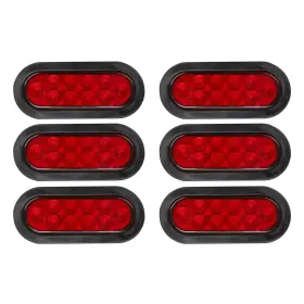 Ch4114 Carautopartshome 6pack 10 Led Trailer Truck Stop/turn/tail Brake Lights 6 Inch Oval Sealed Mount Red