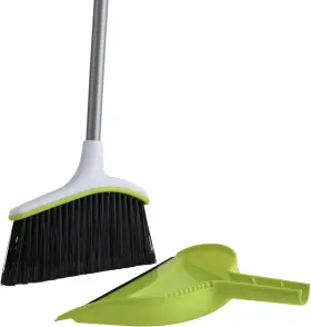 8515620 Casabella Basics 2-piece Angled Broom And Dustpan Set 44 Inch Silver/green