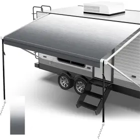 Ze1185183217828001g Cciyu Rv Awning Fabric 11.1ft Length Camper Grey Replacement Shade 8ft 96 Inch #2