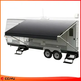 Ze1185211317829101g Cciyu Rv Awning Fabric 11.1feet Camper Black Replacement Shade 8ft 96 Inch