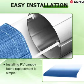 Ze1185212217830201g Cciyu Rv Awning Fabric 11.1ft Length Camper Blue Replacement Shade 8ft 96 Inch #3